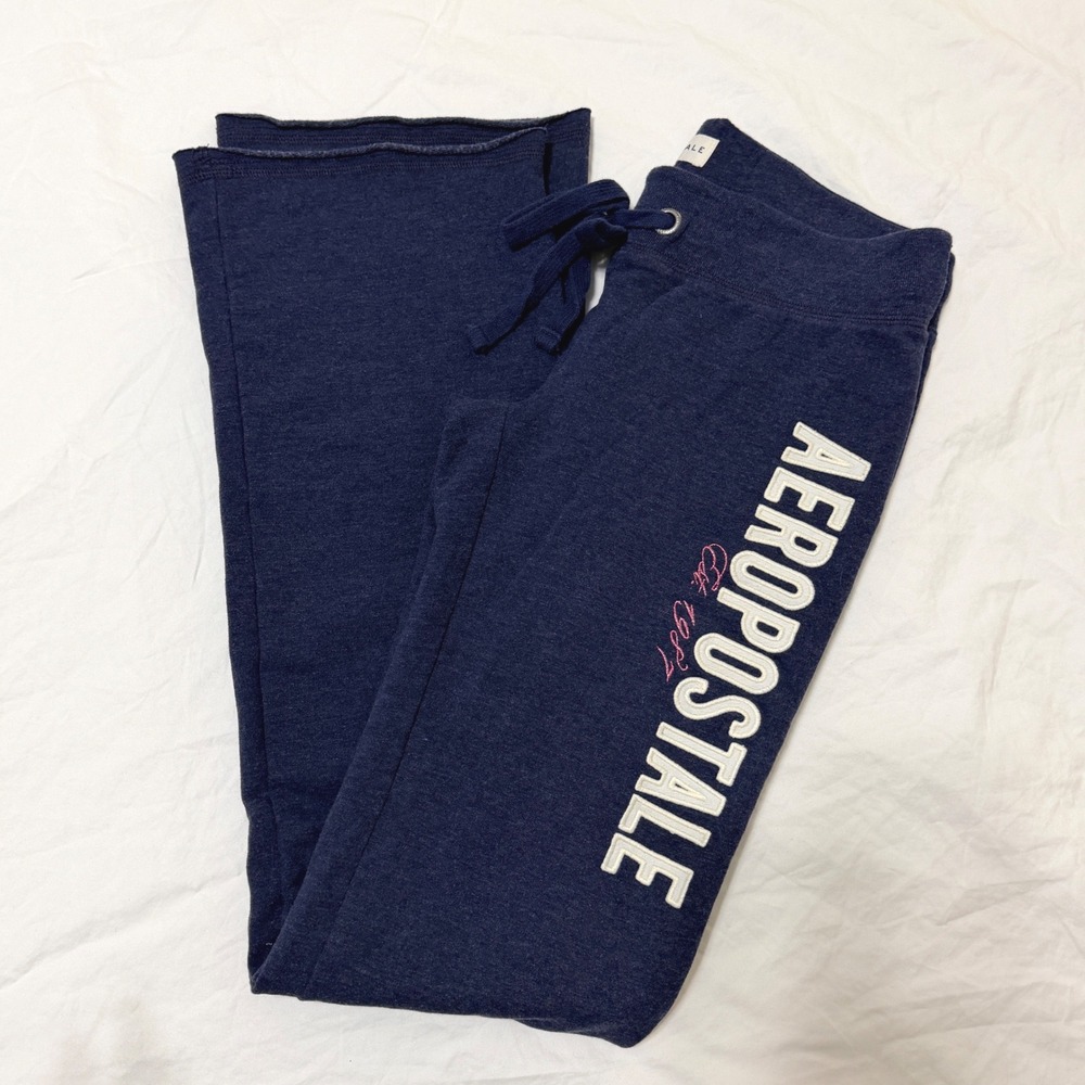 Aeropostale Flare Sweatpants Size Small Womens Navy Blue Fleece Lounge